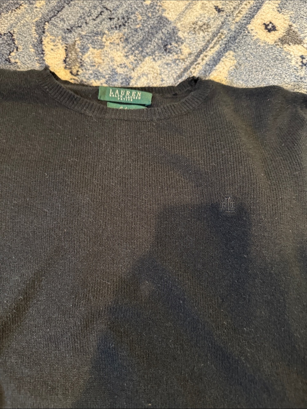 Lauren Ralph Lauren women’s cashmere Black Crewneck Sweater with Subtle Logo